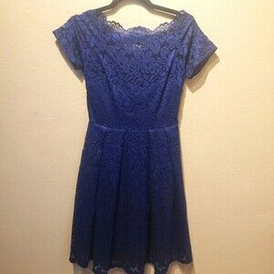 Miss May Blue Lace Off Shoulder Dress Size S